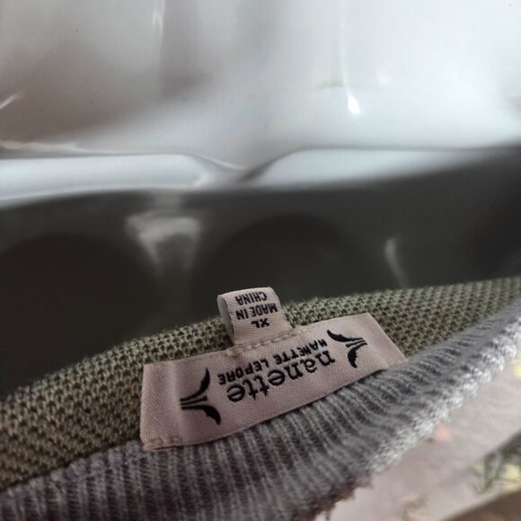 Nanette Lepore Sweater XL | Floral Beaded Embroidered Cropped Gray Coquette Chic - Picture 7 of 7